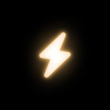 A glowing, stylized lightning bolt icon on a black background.