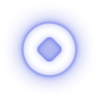 Blue circular icon with a white glowing ring and a centered blue diamond shape.