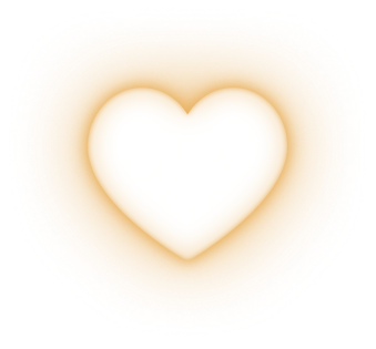 White heart shape glowing softly with a warm orange halo around it.